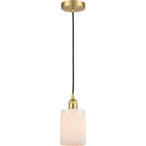 Edison Hadley LED 4.5 inch Satin Gold Mini Pendant Ceiling Light in Matte White Glass