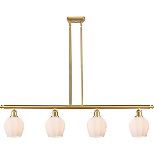 Ballston Norfolk 4 Light 48 inch Satin Gold Island Light Ceiling Light in Matte White Glass