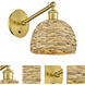 Woven Rattan Sconce Wall Light in Satin Gold