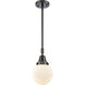 Franklin Restoration Beacon LED 6 inch Matte Black Mini Pendant Ceiling Light in Matte White Glass