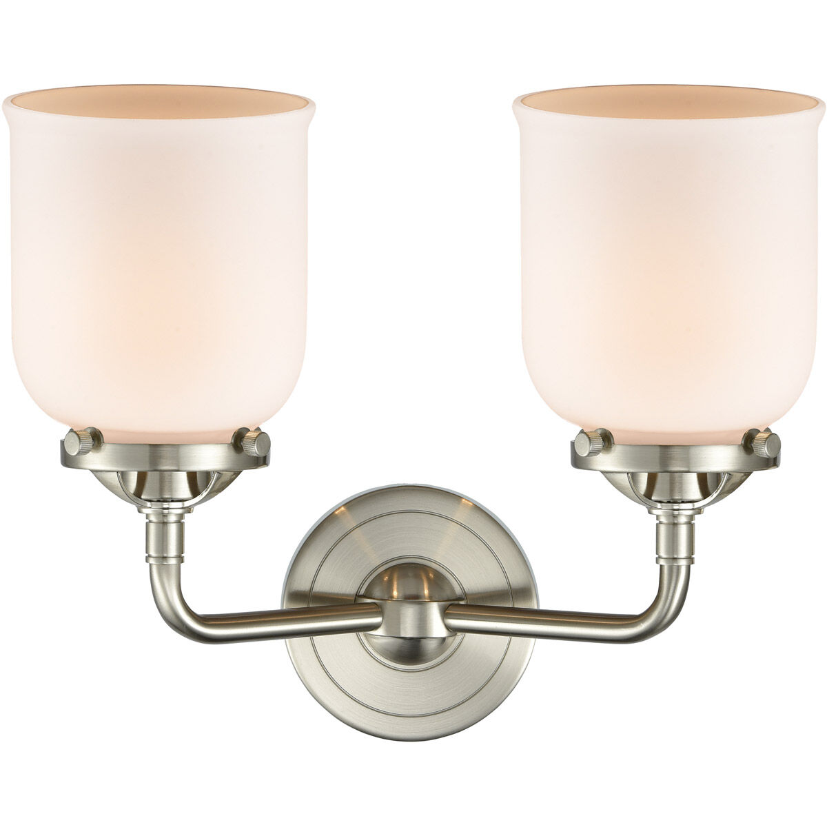 Nouveau Small Bell LED 13 inch Brushed Satin Nickel Bath Vanity Light Wall Light in Matte White Glass, Nouveau