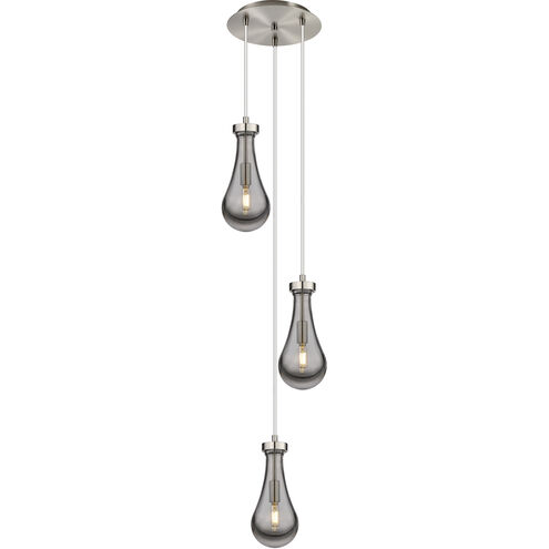 Owego 3 Light 12.63 inch Brushed Satin Nickel Multi Pendant Ceiling Light in Light Smoke Glass
