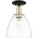 Arcadia Bristol 1 Light 9 inch Black Antique Brass Semi-Flush Mount Ceiling Light in Clear