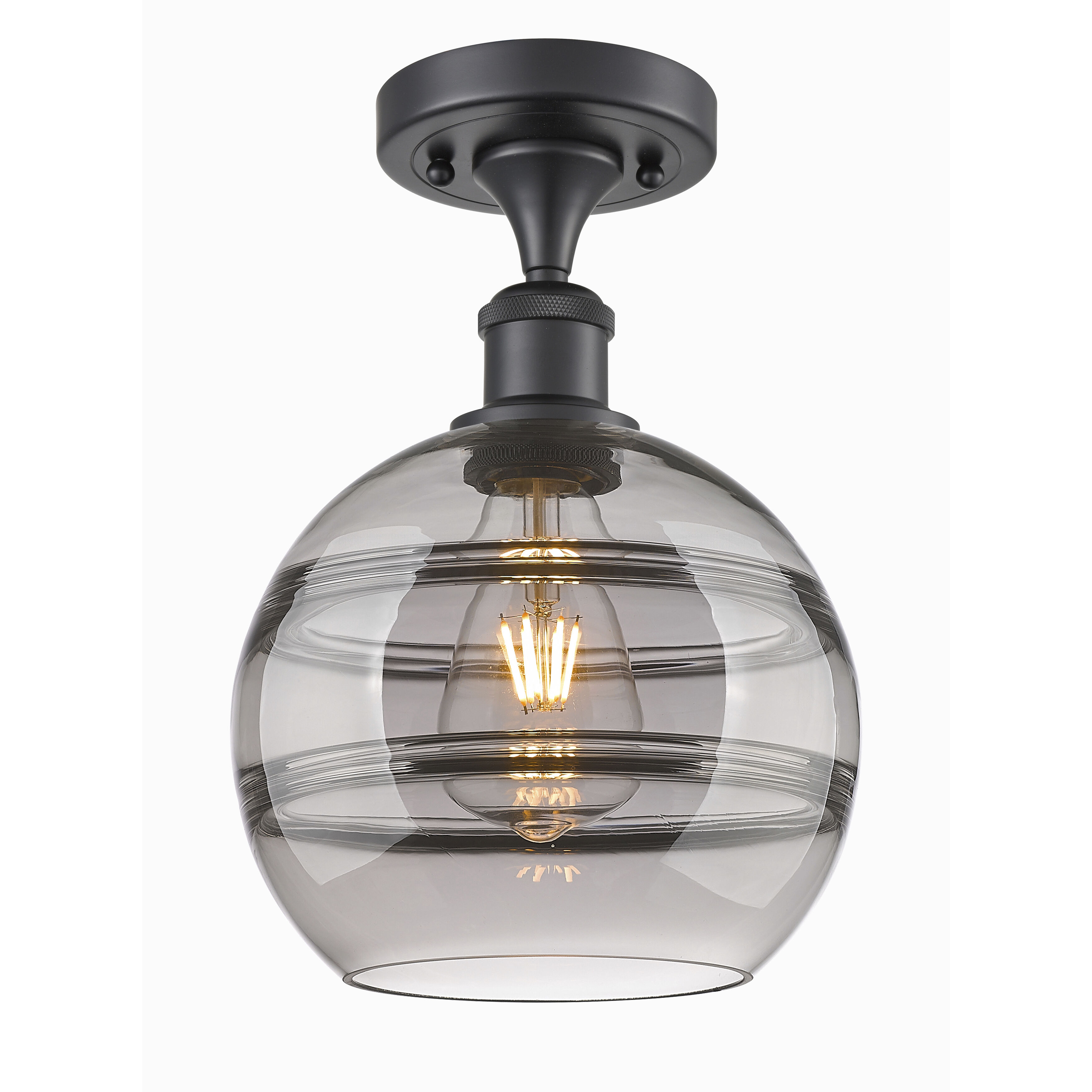 Ballston Rochester 1 Light 8 inch Matte Black Semi-Flush Mount Ceiling Light