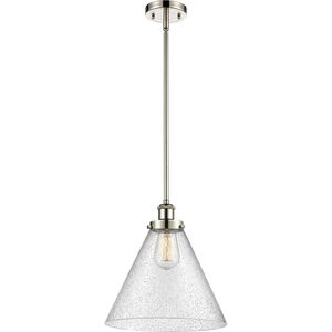 Ballston X-Large Cone 1 Light 8 inch Polished Nickel Pendant Ceiling Light in Seedy Glass