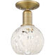 Arcadia White Mouchette 1 Light 6 inch Brushed Brass Semi-Flush Mount Ceiling Light
