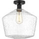 Edison Cindyrella 1 Light 12 inch Matte Black Semi-Flush Mount Ceiling Light in Seedy Glass