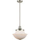 Franklin Restoration Large Oxford 1 Light 12 inch Polished Nickel Mini Pendant Ceiling Light in Matte White Glass, Franklin Restoration