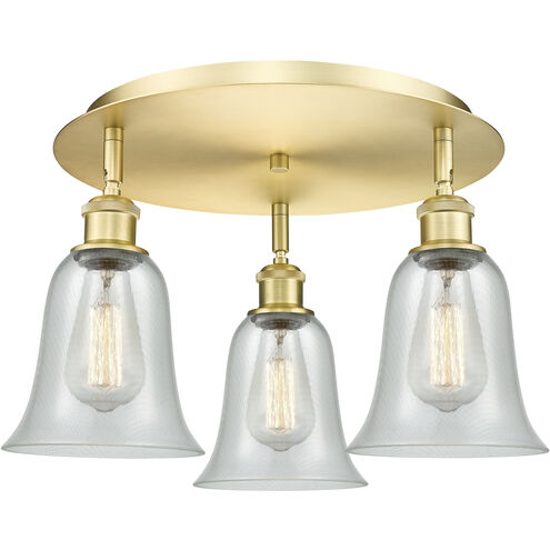 Hanover 3 Light 18 inch Satin Gold Flush Mount Ceiling Light in Fishnet