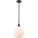 Ballston Large Athens 1 Light 10 inch Matte Black Pendant Ceiling Light in Matte White Glass, Ballston
