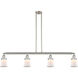 Franklin Restoration Small Canton 4 Light 50.63 inch Brushed Satin Nickel Island Light Ceiling Light in Matte White Glass, Franklin Restoration