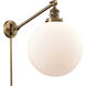 XX-Large Beacon 20 inch 100 watt Brushed Brass Swing Arm Wall Light in Matte White Glass, Franklin Restoration