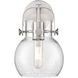 Pilaster II Sphere Sconce Wall Light in Satin Nickel, Seedy Glass