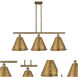 Ballston Cone 3 Light 39 inch Brushed Brass Island Light Ceiling Light