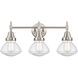 Caden 3 Light 25 inch Satin Nickel Bath Vanity Light Wall Light in Seedy Glass