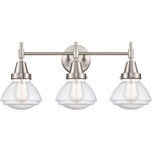 Caden 3 Light 25 inch Satin Nickel Bath Vanity Light Wall Light in Seedy Glass
