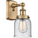 Ballston Small Bell LED 5 inch Brushed Brass Sconce Wall Light in Seedy Glass