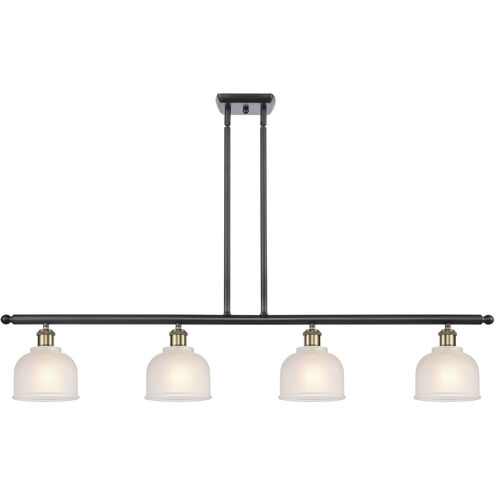 Ballston Dayton LED 48 inch Black Antique Brass Island Light Ceiling Light in White Glass, Ballston