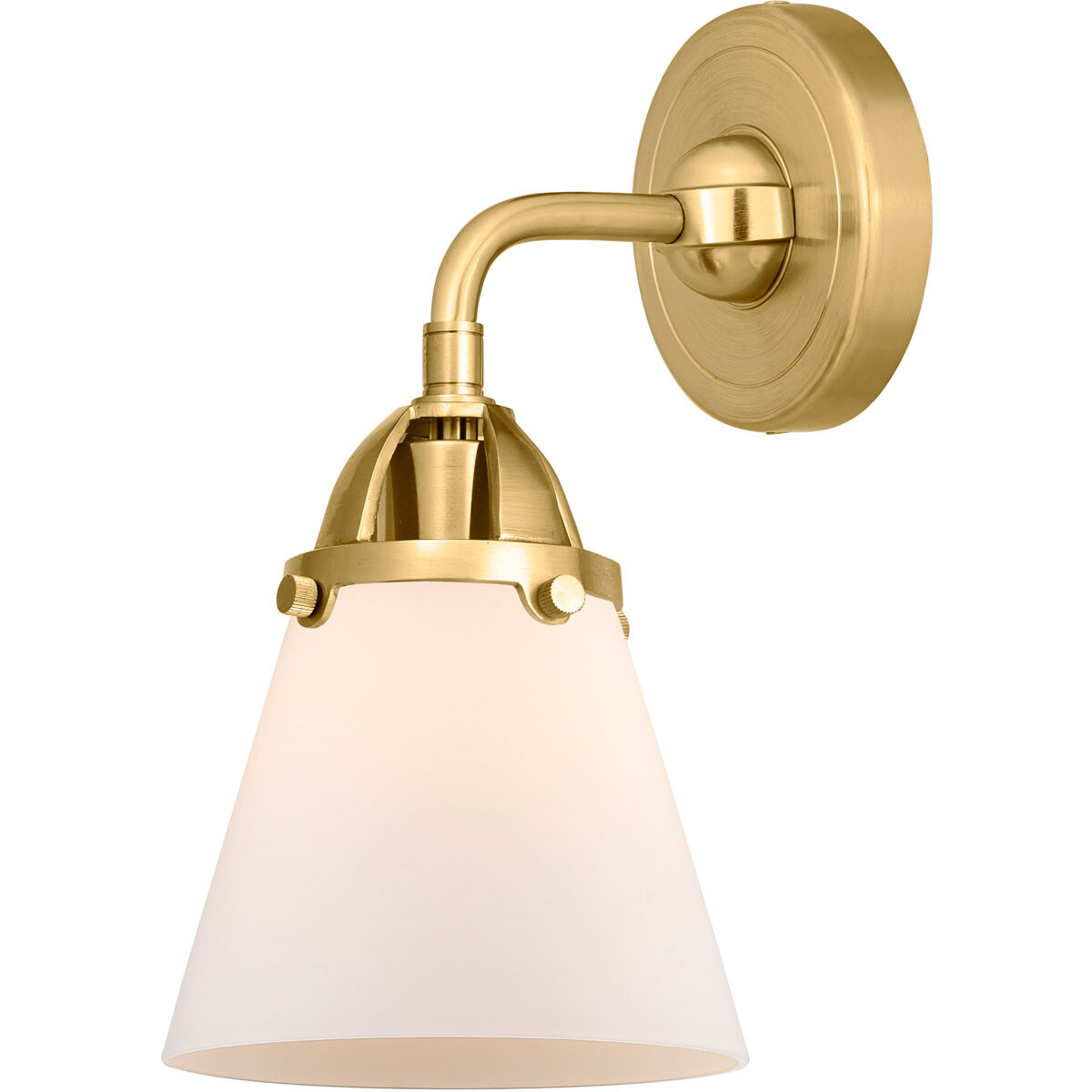 Nouveau 2 Small Cone LED 6.25 inch Satin Gold Sconce Wall Light in Matte White Glass