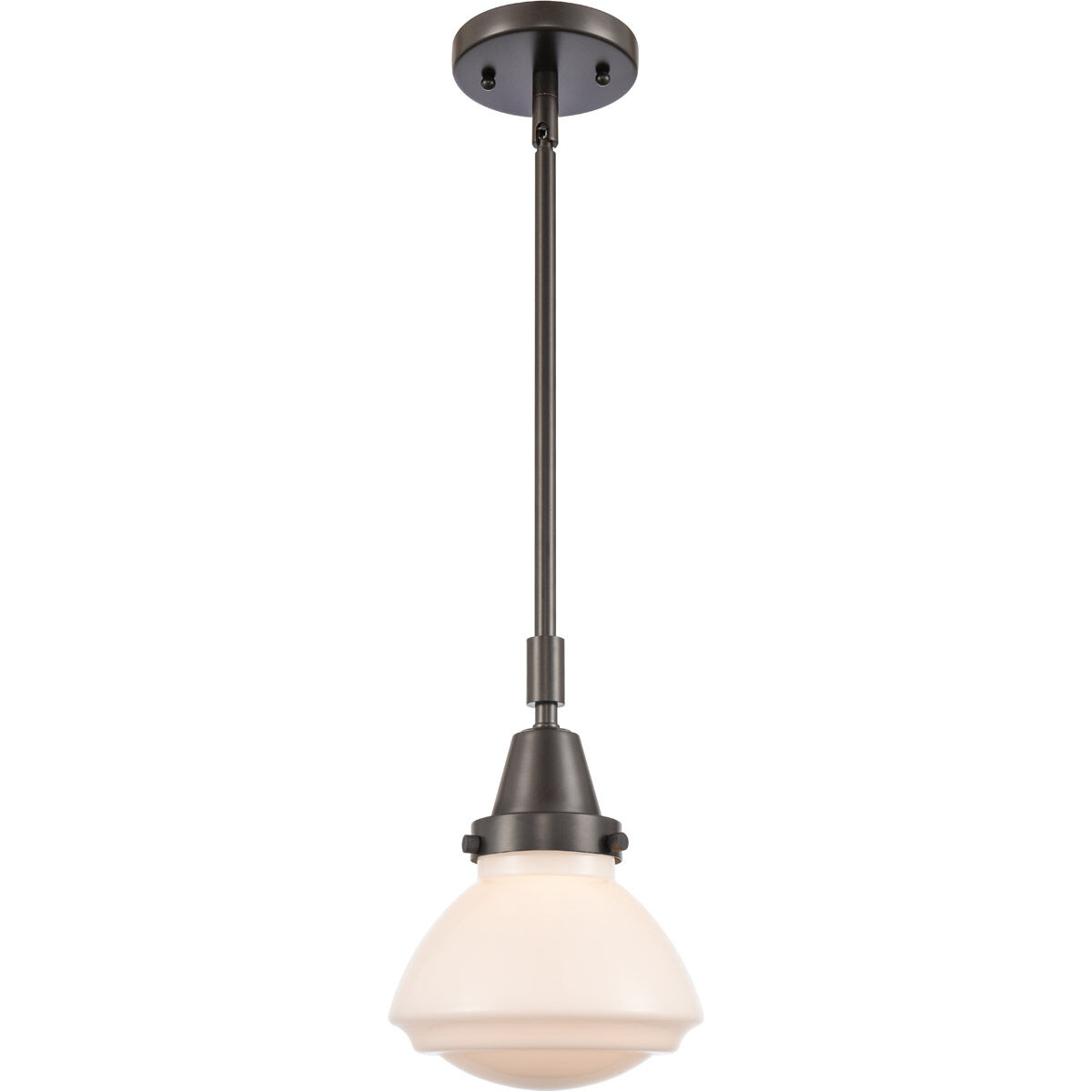 Franklin Restoration Olean 1 Light 7 inch Oil Rubbed Bronze Mini Pendant Ceiling Light in Matte White Glass