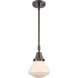 Franklin Restoration Olean 1 Light 7 inch Oil Rubbed Bronze Mini Pendant Ceiling Light in Matte White Glass