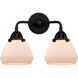 Nouveau 2 Fulton LED 14.75 inch Matte Black Bath Vanity Light Wall Light in Matte White Glass