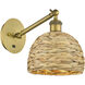 Woven Rattan 1 Light 8 inch Brushed Brass and Natural Sconce Wall Light