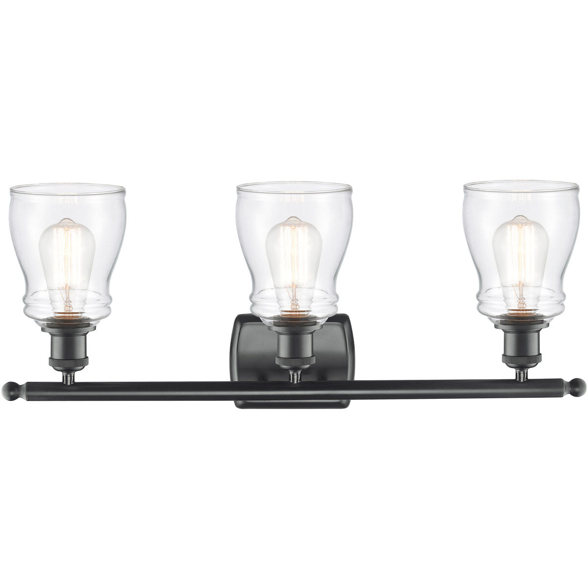 Ballston Ellery 3 Light 26 inch Matte Black Bath Vanity Light Wall Light in Clear Glass, Ballston