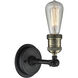 Bare Bulb Sconce Wall Light in Black Antique Brass
