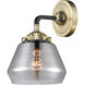 Nouveau Fulton 1 Light 7 inch Black Antique Brass Sconce Wall Light in Plated Smoke Glass, Nouveau