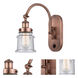 Franklin Restoration Canton LED 6.5 inch Antique Copper Sconce Wall Light in Seedy Glass