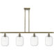 Ballston Preston Island Light Ceiling Light in Antique Brass, Clear