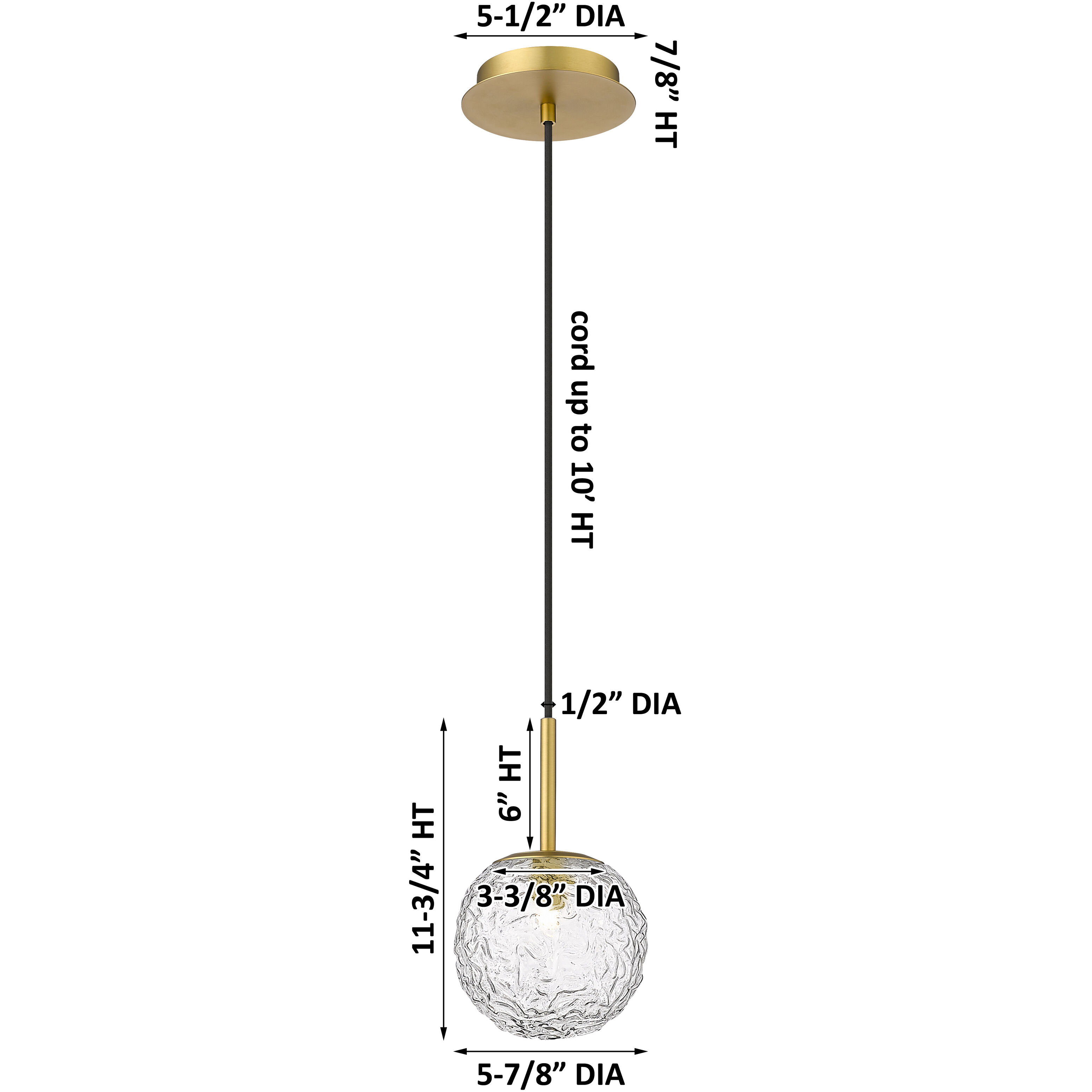 Barrington 1 Light 6 inch Brushed Brass Mini Pendant Ceiling Light