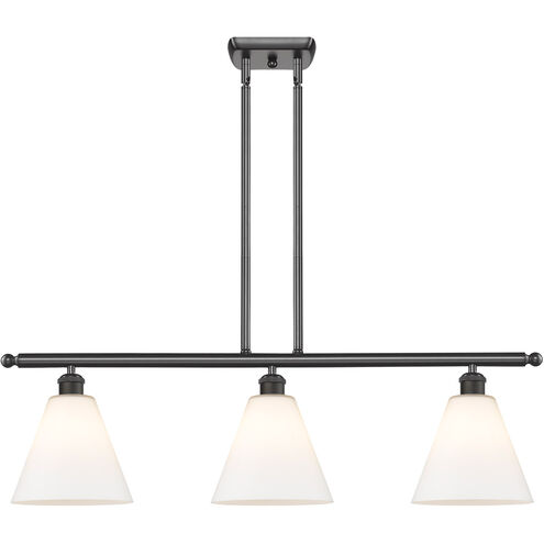 Ballston Ballston Cone 3 Light 36 inch Oil Rubbed Bronze Island Light Ceiling Light in Matte White Glass