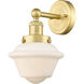 Oxford 1 Light 6.5 inch Satin Gold Sconce Wall Light in Matte White Glass