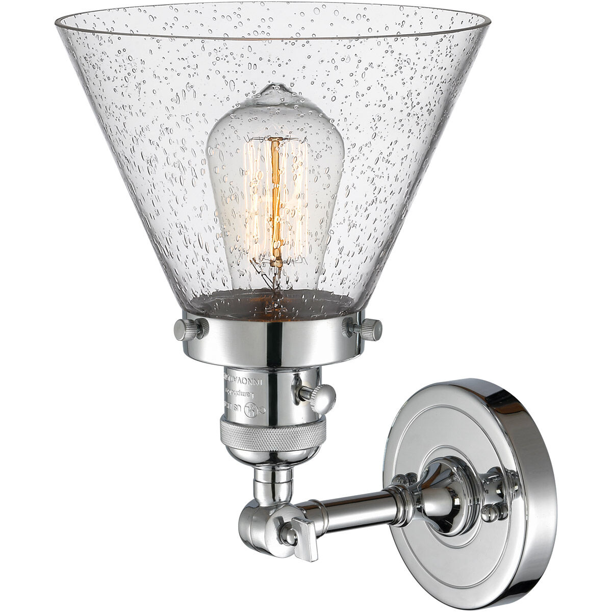 Franklin Restoration Large Cone LED 8 inch Polished Chrome Sconce Wall Light, Franklin Restoration