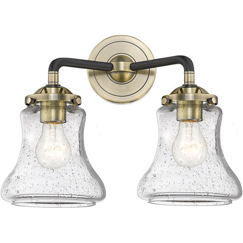 Nouveau Bellmont LED 14 inch Brushed Satin Nickel Bath Vanity Light Wall Light in Seedy Glass, Nouveau