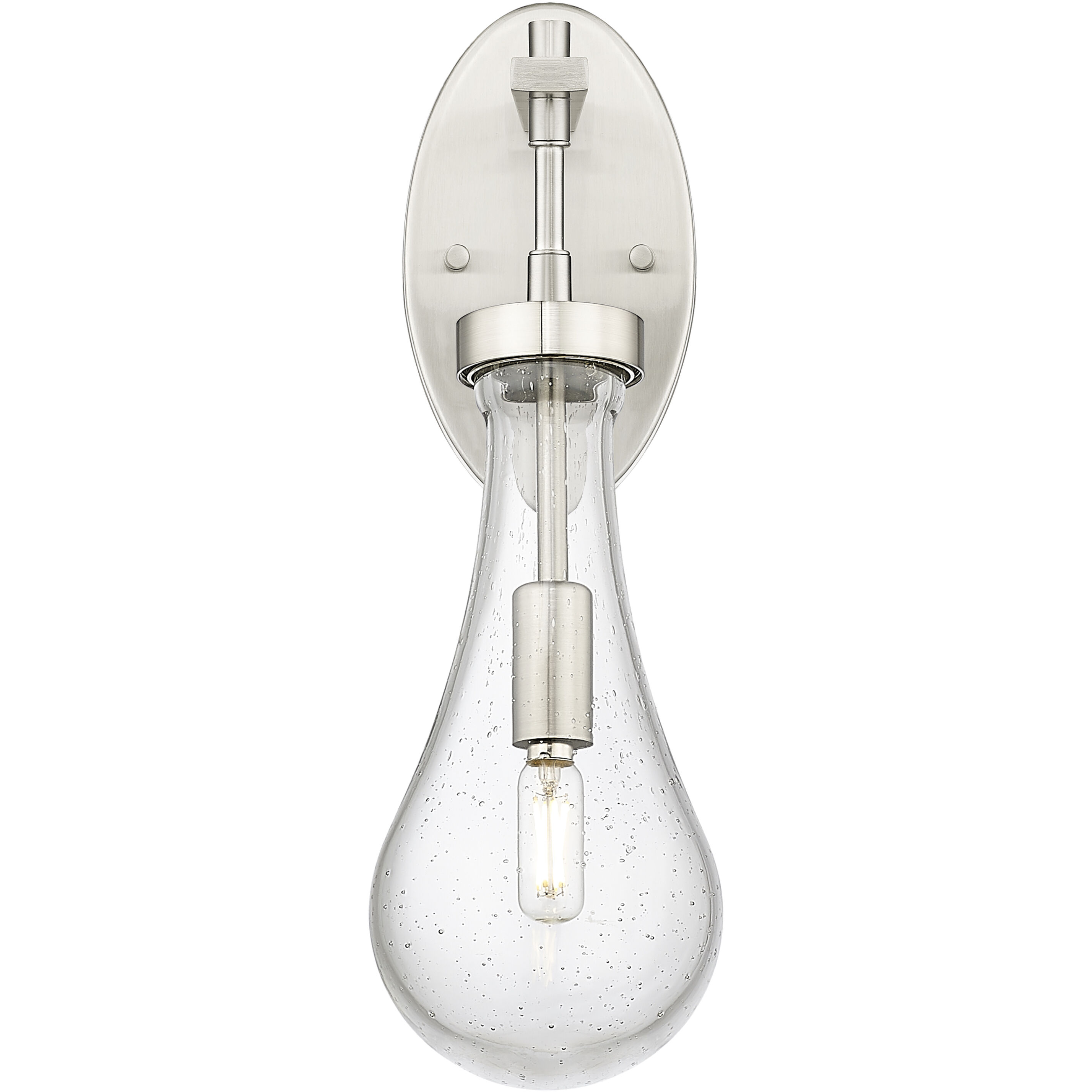 Downtown Urban Owego Armed Sconce Wall Light in Satin Nickel, Seedy