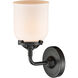 Nouveau Small Bell 1 Light 5 inch Oil Rubbed Bronze Sconce Wall Light in Matte White Glass, Nouveau