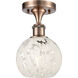 Edison White Mouchette 1 Light 6 inch Antique Copper Semi-Flush Mount Ceiling Light