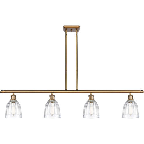 Ballston Brookfield LED 48 inch Brushed Brass Island Light Ceiling Light in Clear Glass, Ballston