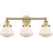 Olean 3 Light 24.5 inch Brushed Brass Bath Vanity Light Wall Light in Matte White
