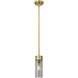 Empire 1 Light 3.13 inch Brushed Brass Pendant Ceiling Light in Plated Smoke Glass