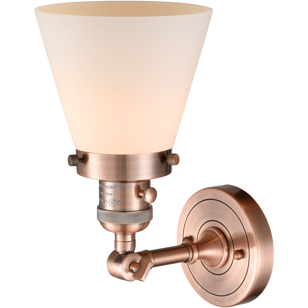 Franklin Restoration Small Cone LED 6 inch Antique Copper Sconce Wall Light, Franklin Restoration