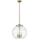 Ballston Athens Deco Swirl LED 15.75 inch Antique Brass Statement Pendant Ceiling Light in Clear Deco Swirl