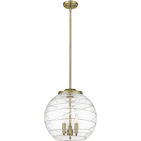 Ballston Athens Deco Swirl LED 15.75 inch Antique Brass Statement Pendant Ceiling Light in Clear Deco Swirl