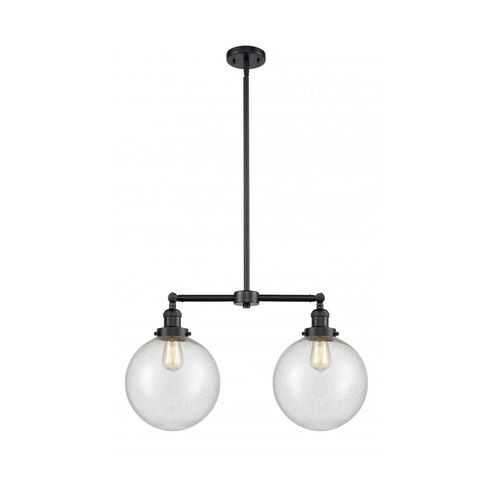 Franklin Restoration X-Large Beacon 2 Light 25 inch Oil Rubbed Bronze Island Light Ceiling Light in Seedy Glass, Franklin Restoration