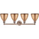 Metal Bristol 4 Light 34.5 inch Antique Copper Bath Vanity Light Wall Light