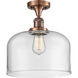 Franklin Restoration X-Large Bell 1 Light 12 inch Antique Copper Semi-Flush Mount Ceiling Light in Clear Glass, Franklin Restoration
