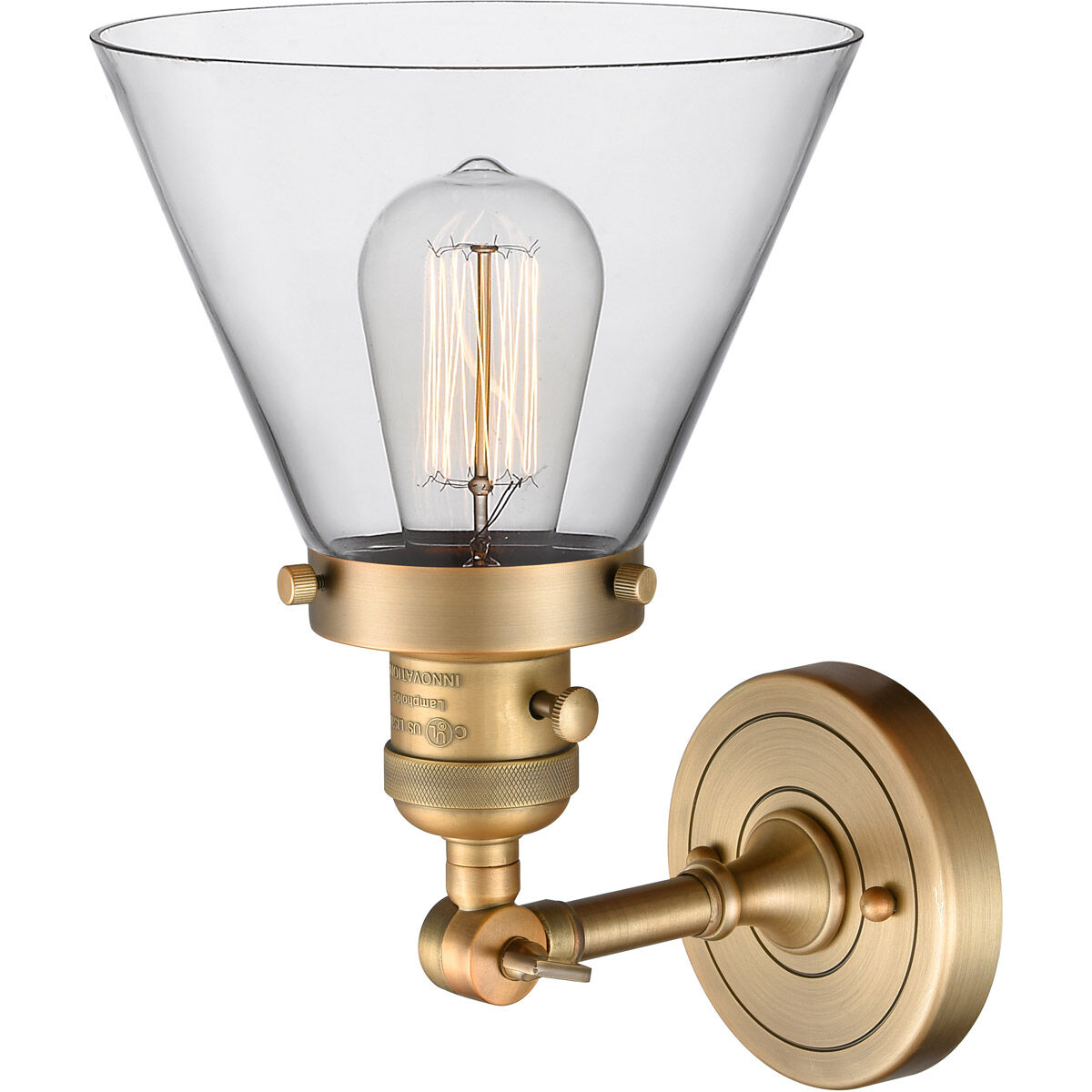Franklin Restoration Large Cone LED 8 inch Brushed Brass Sconce Wall Light, Franklin Restoration
